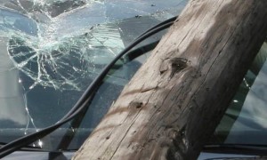 masina_in_stalp_de_lemn